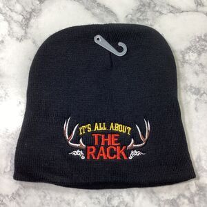 Deer Hunt Toboggan Beanie Cap Hat Its All About The Rack NWOT One Size Black